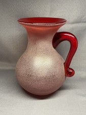 VASE PÂTE DE VERRE MURANO , VERRE ROUGE DÉPOLI. PICHET