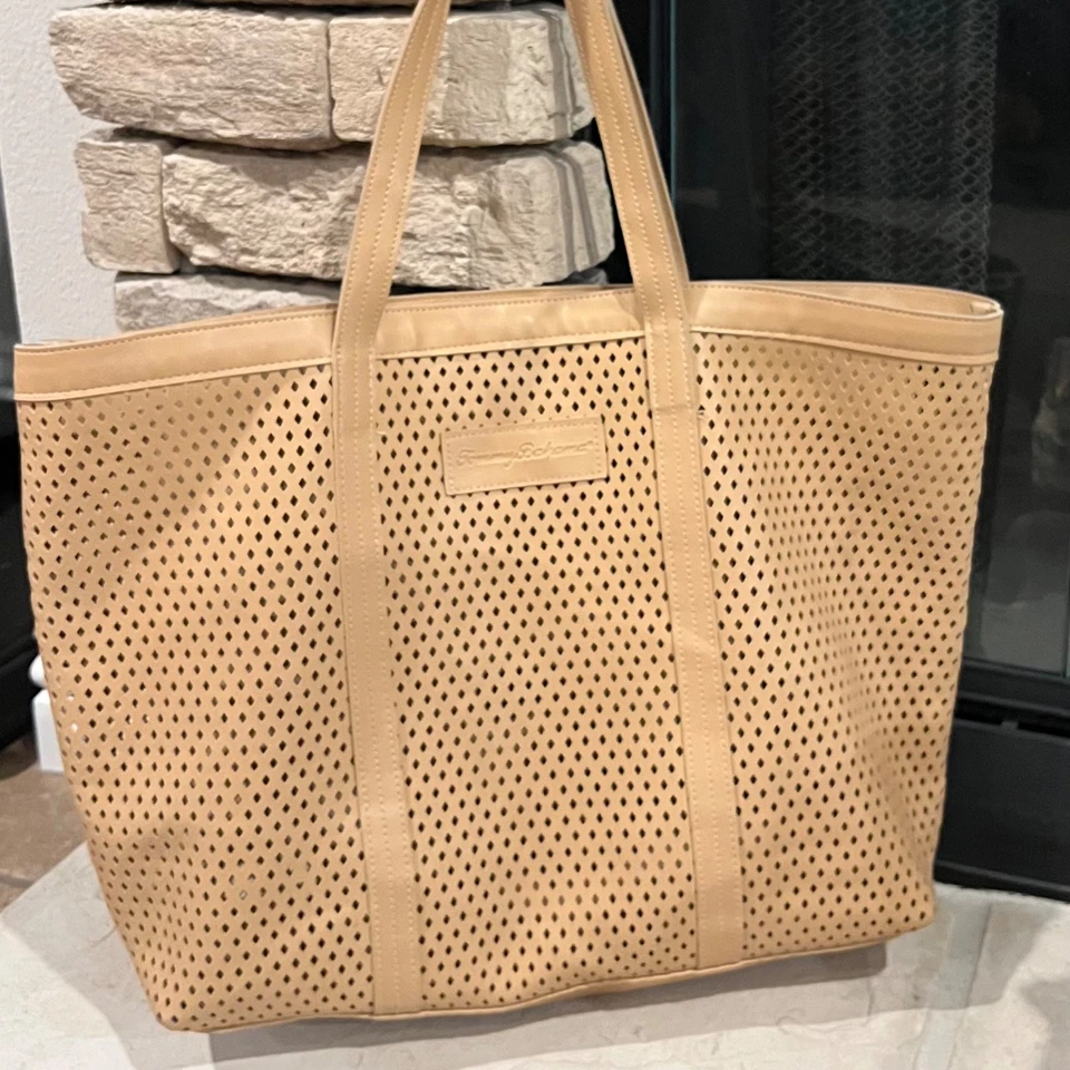 Bolso de Mano Tommy Bahama Perforado Imitación Cuero Mujer Cartera Beige Foto 3 de 4