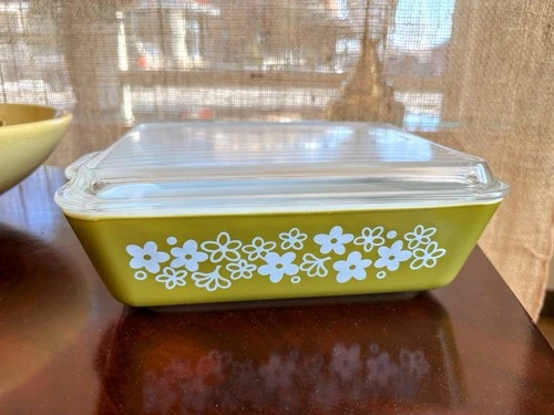 Pyrex #0503 Green Refrigerator Dish 1.5 Quart w/Ribbed Lid #503 Vintage 1960's