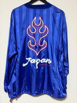 Japan 1998 Training Top Asics L JFA Flame Logo Blue Vintage Soccer