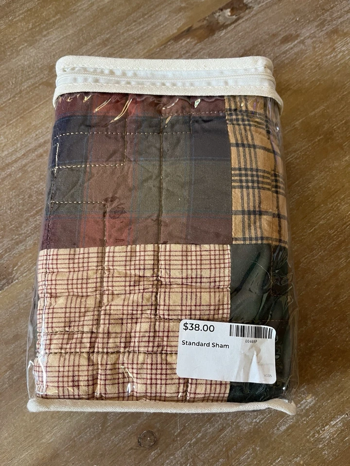 Donna Sharp Campfire Квадратная Стандартная Подушка Sham КЛЕТЧАТАЯ ДЕРЕВЕНСКАЯ КАБИНА Стеганая 💐 - Изображение 2 из 2