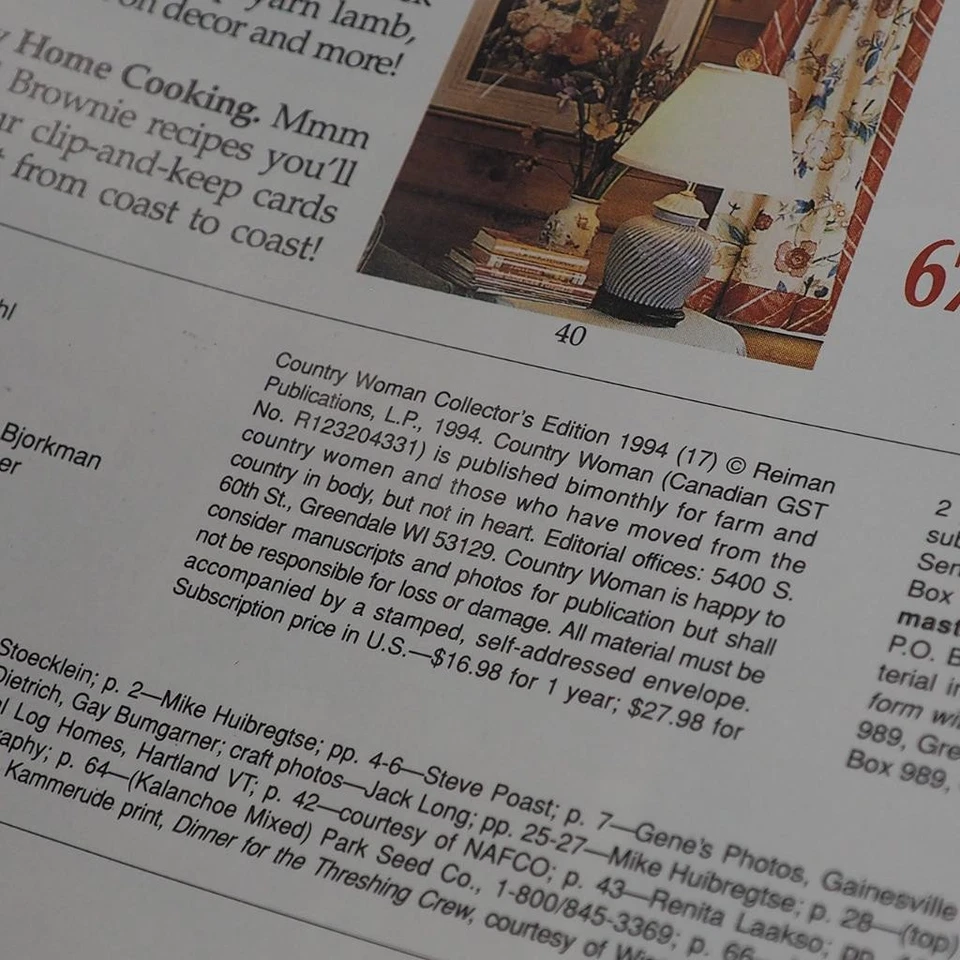 Country Woman Magazine Collectors Edition 1994 Country Home Cooking Crafts - Image 3 of 3