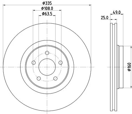 HELLA 8DD 355 134-631 Disco freno PRO High Carbon Assale anteriore, con ventilazione esterna, rivestito, ad alto tenore di carbonio, senza bullone fissaggio ruota - Immagine 4