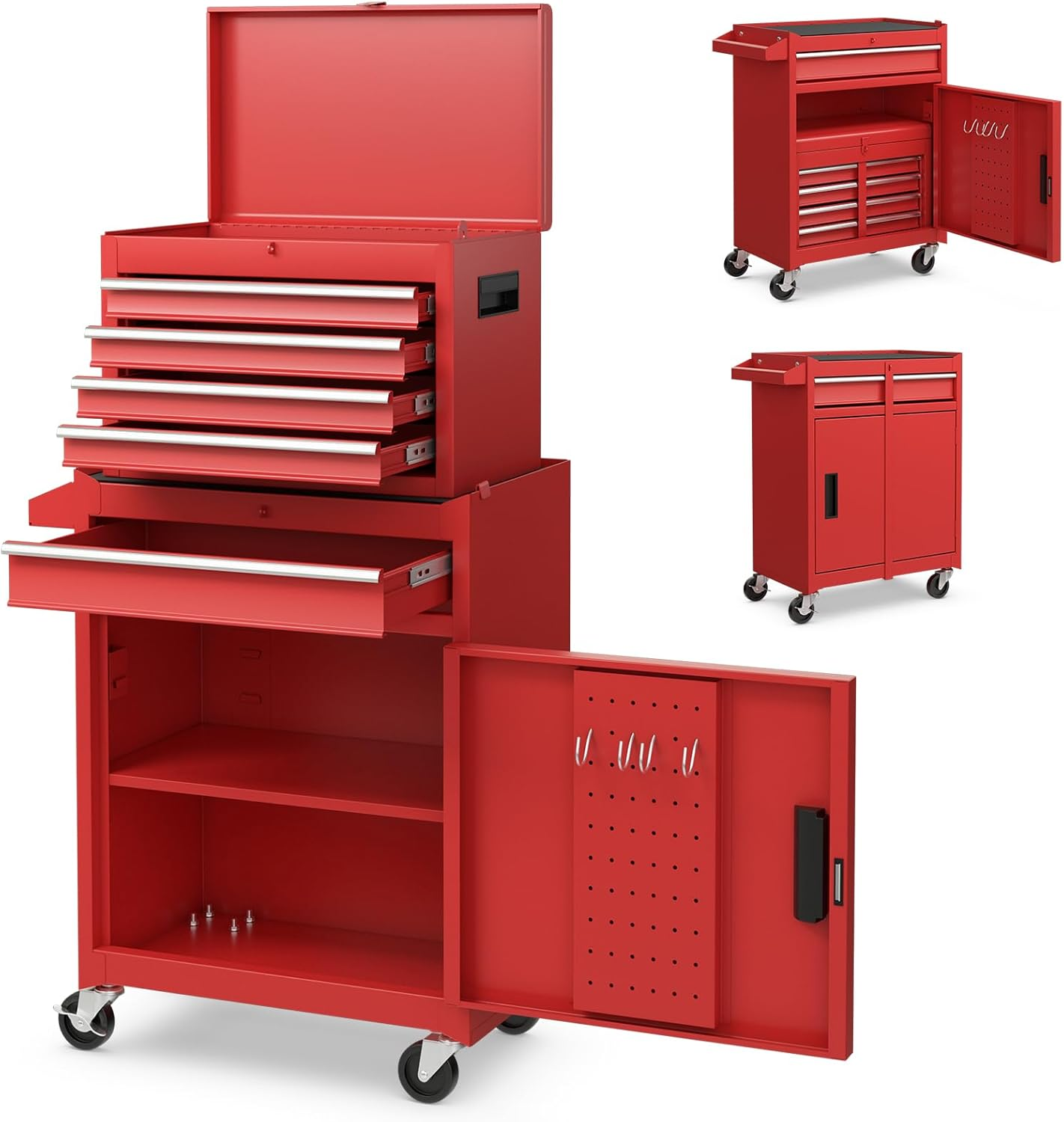 Rolling Tool Chest 5 Drawer Lockable Cabinet Detachable Metal Trolley Wheels
