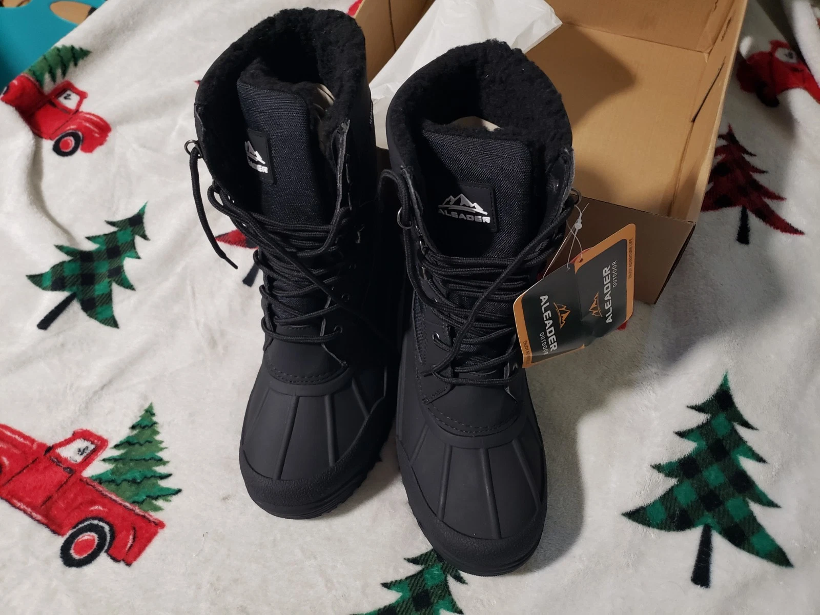 New Aleader-AL191102M Men's Black Insulated Waterproof Winter Snow Boots Sz 7