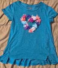 Girls Size Large 10/12, Cat Jack Teal Top Short Sleeve Shirt, Great Condition