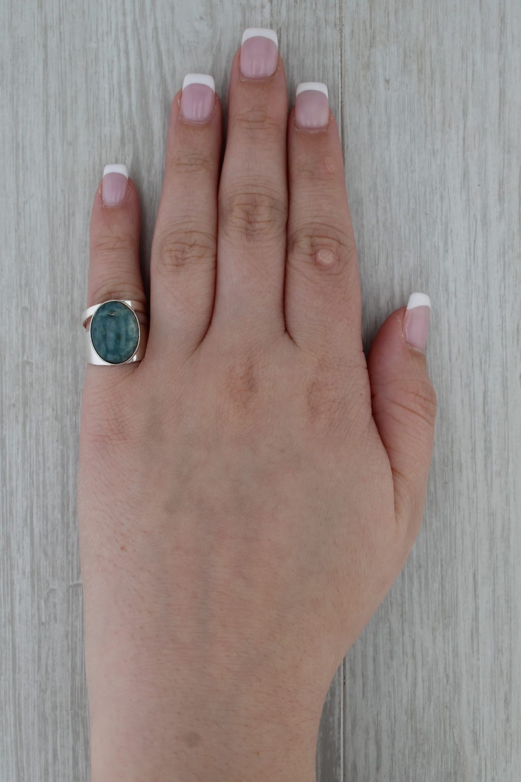 Larimar Oval Cabochon Solitaire Ring Sterling Sil… - image 8
