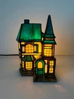 Vintage Tiffany Style Stained Glass House Lighted Lamp Accent Light