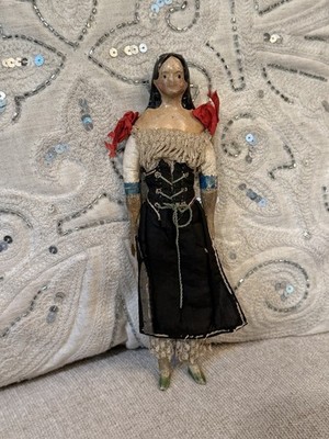 Exceptional 7.5  All Original Milliner s Model Doll c.1830-1840 Corset Dress