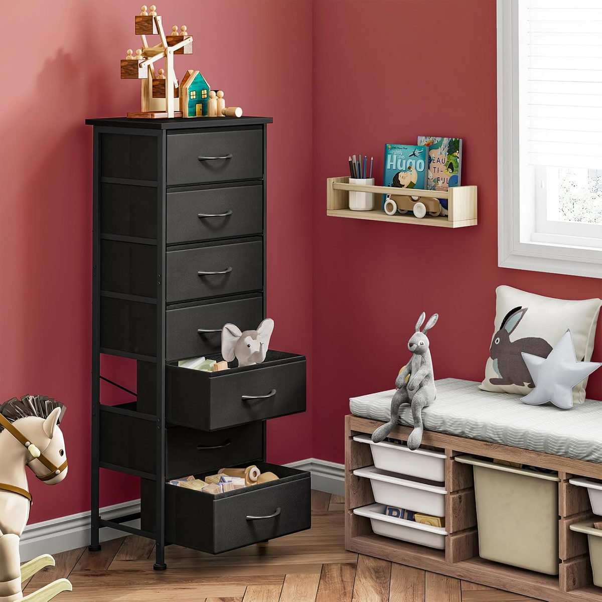 Black Tall Skinny Dresser for Bedroom, Narrow Storage Dresser Organizer  with 7 F | eBay