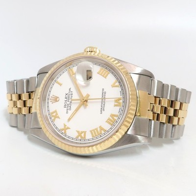 Rolex Datejust 36 18kt Yellow Gold & Stainless Steel White Roman Dial 16233