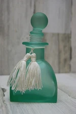 Vintage Glass Teal Square Perfume Bottle