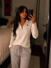 Champion Women's White Quarter Zip Pullover Size M