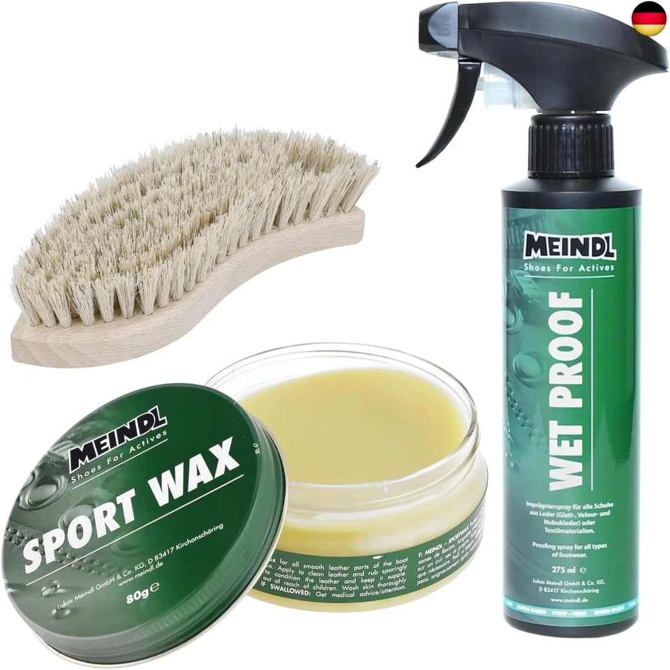 BESUCHE DEN MEINDLSTORE Meindl Leder MegaPack Sportwax + Imprägnierer + Lederbürste, Lederpflege S