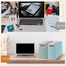 3 Pcs Morandi Color Hanging File Organizer Collapsible Cardboard File Box wit...