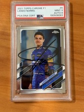 2021 Topps F1 Chrome Lando Norris Auto Signed On Card PSA Authentic McLaren