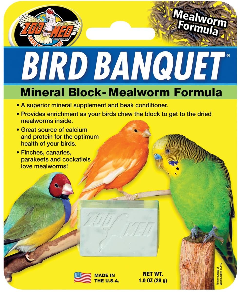 Zoo Med Bird Banquet Mineral Block-Mealworm Formula For Birds 1-Ounce - 6 Pack