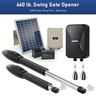 #ad CO Z Solar Powered Dual Swing Gate Opener for 660lb Home Driveway Garage Gates $429.99
