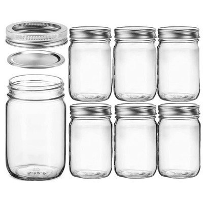 Meetoz Glas Normale Öffnung Einmachgläser, 17 Unzen Klar Gläser 4 Stück - Stil C 