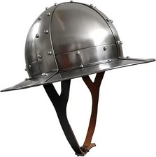 Medieval Kettle Hat Knight Helmet Silver | Free Liner | Crusader Barbuta German