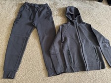 Nike Tech Fleece Matching Full Set Hoodie-Medium  Pants-Small Charcoal Gray