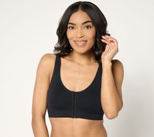 Breezies Cooling Comfort Seamless Wirefree Front Close Bra Black XL New