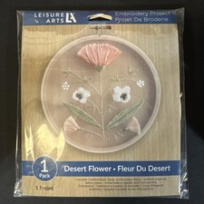 Leisure Arts Embroidery Kit 6" Desert Flower - Embroidery Kit with hoop