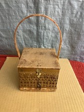 Vintage 50 s Marbled Lucite And Brass Box Purse