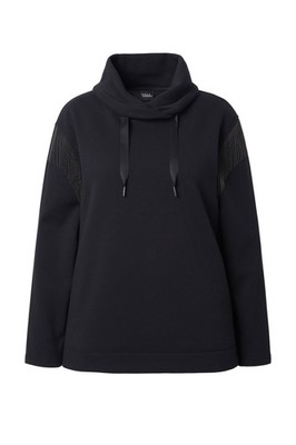 Ulla Popken Damen große Größen Sweatshirt Kettenfransen Stehkragen