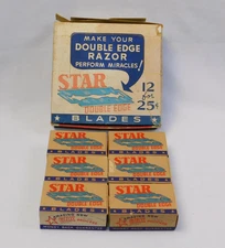 6 Boxes Vtg STAR Double Edge Razor Blades NEW in Box 72 Blades Total NOS