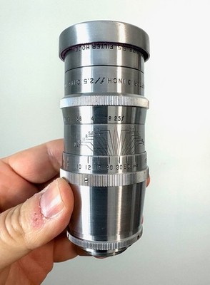 WOLLENSAK RAPTAR 3'' f2.5 76mm C MOUNT CINE LENS W/ HOOD excellent Bolex Filmo