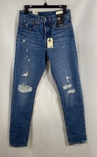 Levi's Women's 501 Skinny Jeans Blue High Rise Distressed Button Fly 27x32 NWT