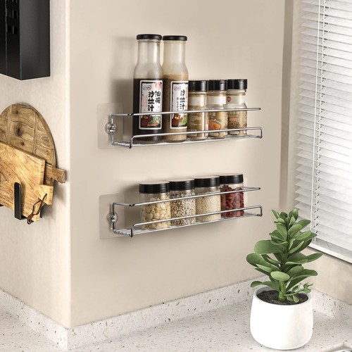 Spice Rack Organiser, 2-Tier Spice Shelf Storage Racks Wall Mounted for Kitch... - Picture 6 of 7