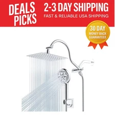10'' High Pressure Rainfall Shower Head & Handheld Combo with 12'' Extension Arm