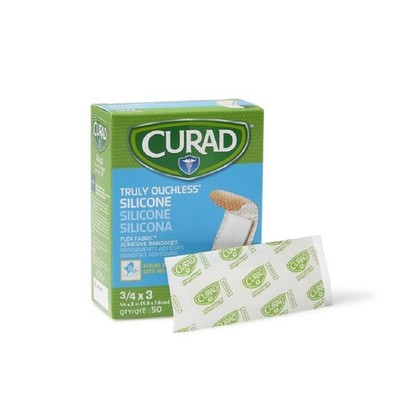 Curad Truly Ouchless Silicone Adhesive Bandages, Fabric Bandages, for Delicate