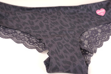 .VTG VICTORIA'S SECRET PINK ANIMAL PRINT LACE BACK LOW RISE HIPSTER PANTY L