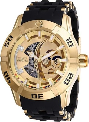 Invicta 26550 Star Wars C-3PO Gold Automatik Stahl Polyurethan Uhr 80204_1