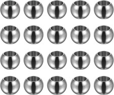 20Pcs Beads 10Mm Stainless Steel 6Mm Hole Dia Bead for DIY Crafts, Silver Tone