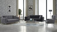 Couchgarnitur Dreisitzer Sessel Polstersofa Grau Sofa Stoffsofa Polster 3Tlg