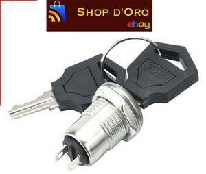 Interruttore A Chiave Unipolare 2 Posizioni - 12V 5A Per Impianti Elettrici, PVC E Zinco