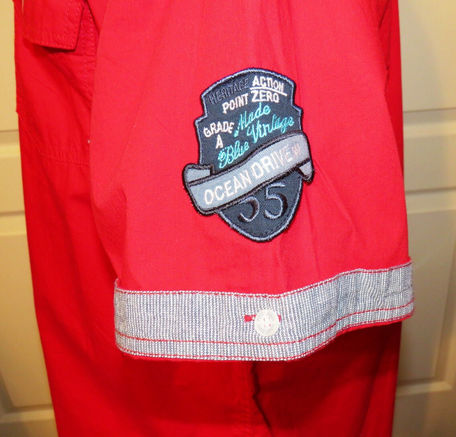 Men's XL Point Zero Orange Label Red Short Sleeve But… - Gem Men's XL Point Zero Orange Label Red Short Sleeve But… - Gem