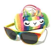 Rainbow Sunglasses W/ Pink Rainbow Unicorn Sunglasses Case- Novelty, Pride.