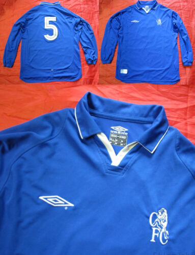 CHELSEA #5 Home LONG SLEEVE shirt jersey UMBRO 2001-2003 The Blues adult SIZE L - Picture 1 of 12