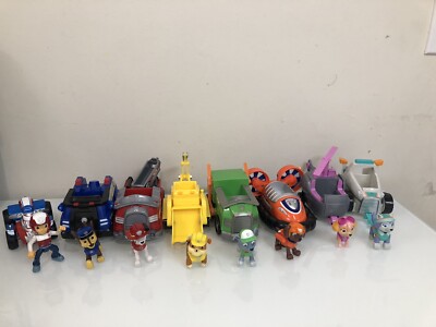PAW PATROL Lot Of 8 Classic VEHICLES W/ Figures Rocky Everest Ryder Marshall EUC