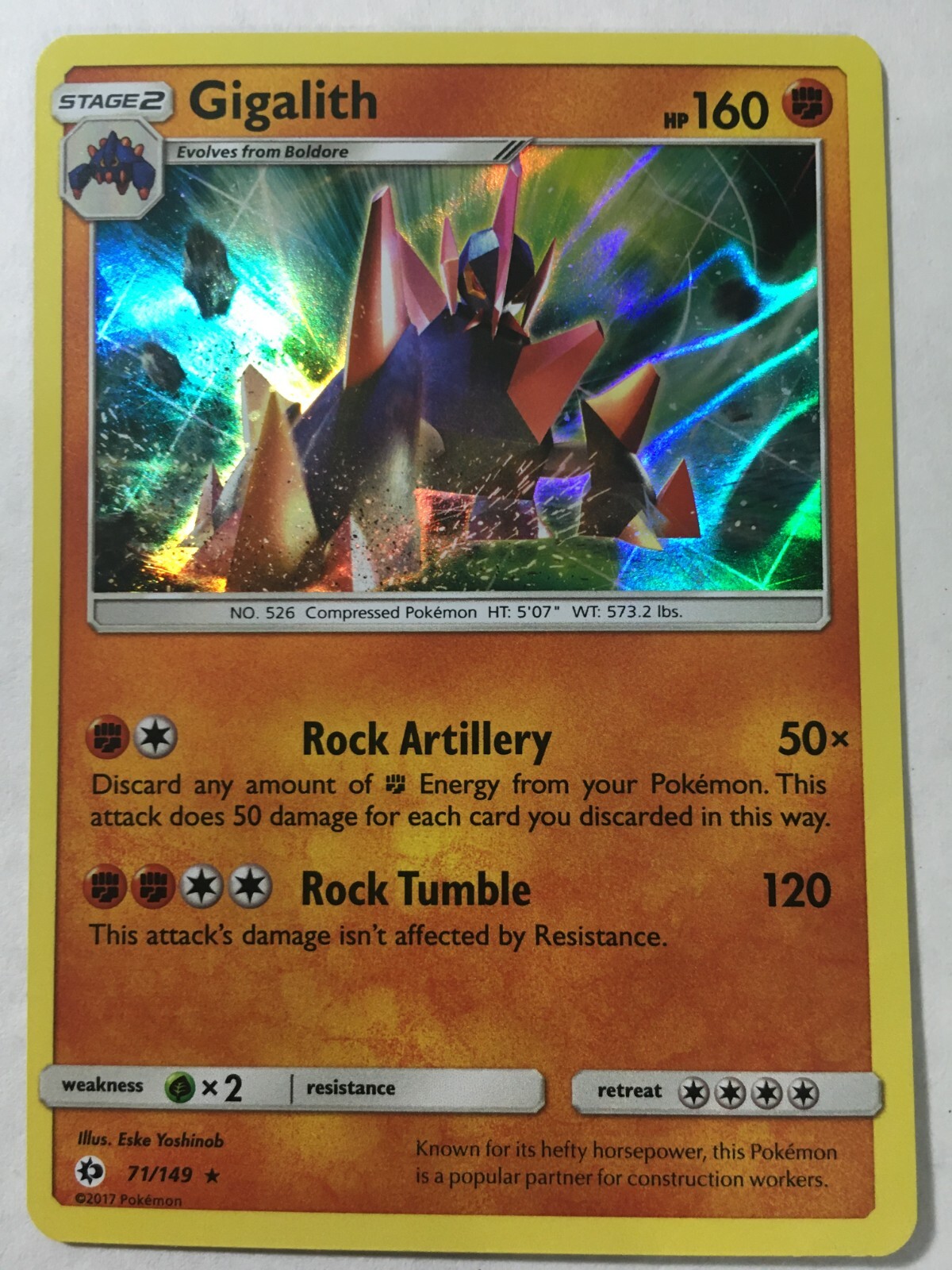 POKEMON GIGALITH 71/149 SUN & MOON BASE SET RARE (WAVE) HOLO NEAR MINT