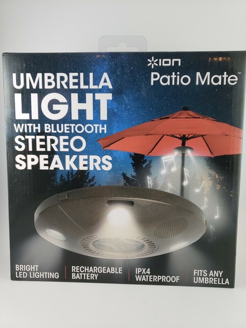 Ion Audio Patio Mate Umbrella Light And Bluetooth Stereo Speaker Rechargeable 0812715017149 For Sale Online