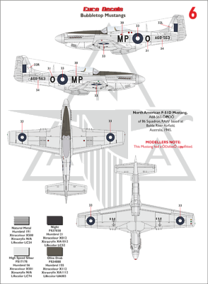 Euro Decals Nord Américain Mustangs P-51 ED-48119 Imprimé Par Fantasy Printshop