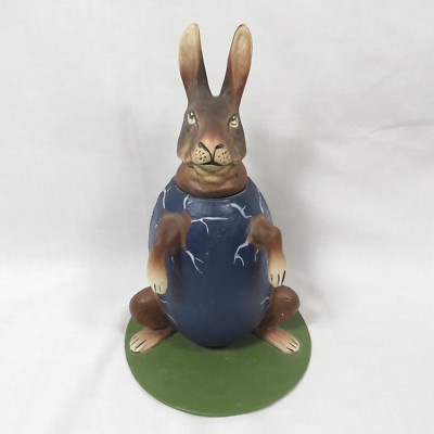 Antique Germany Paper Mache Easter Egg Bunny Candy Container 10'' Large