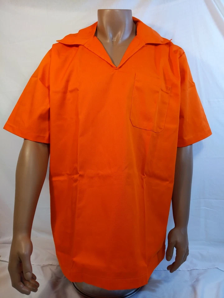 Halloween Genuine Inmate uniform pullover safety orange shirt security staff - Image 2 of 4