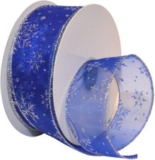 Ribbon 7405.60/50-614 Snowflake 2.5" X 50 YD Nylon Sheer Wired Glitter Ribbon